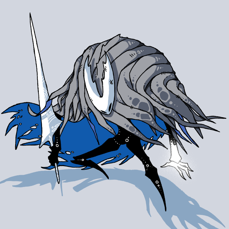 1other, black_eyes, black_skin, blank_eyes, cloak, colored_skin, commentary_request, fighting_stance