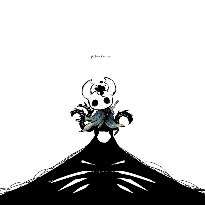 1other, bags_under_eyes, black_eyes, black_skin, blank_eyes, cloak, colored_skin, commentary