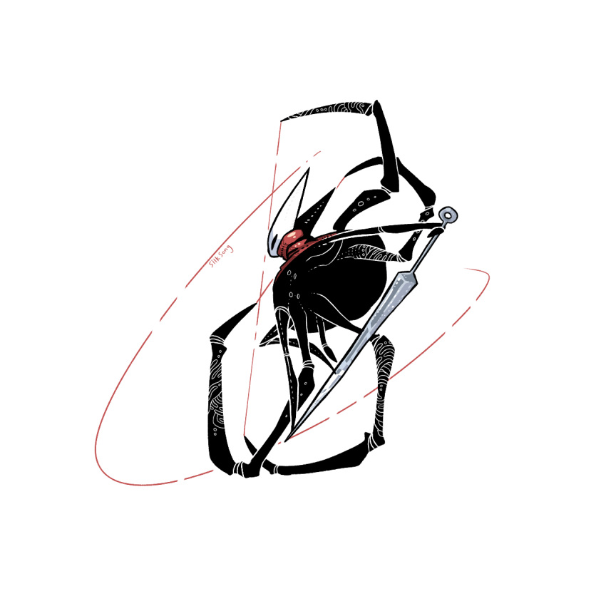 1girl, alternate_species, arthropod_girl, black_eyes, black_skin, blank_eyes, cloak, colored_skin