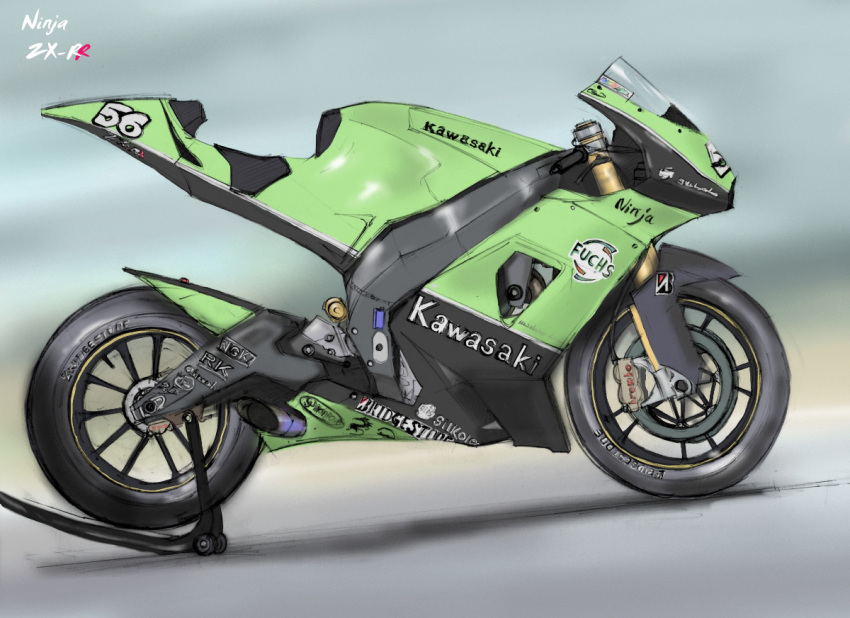from_side, haneninja, kawasaki, kawasaki_ninja_zx-rr, moto_gp, motor_vehicle, motorcycle, no_humans