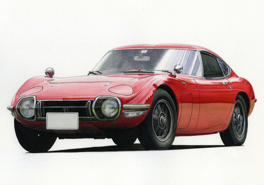 ape_(logo1113), car, colored_pencil_(medium), motor_vehicle, no_humans, original, red_car, shadow