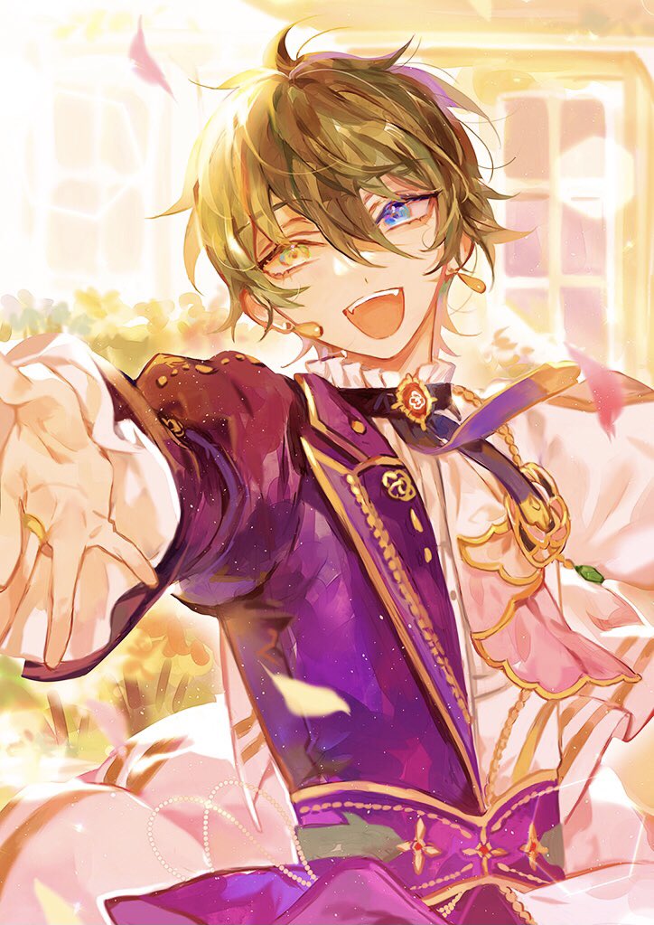 1boy, amanemio2, black_hair, blue_eyes, blue_jacket, blush, earrings, ensemble_stars!