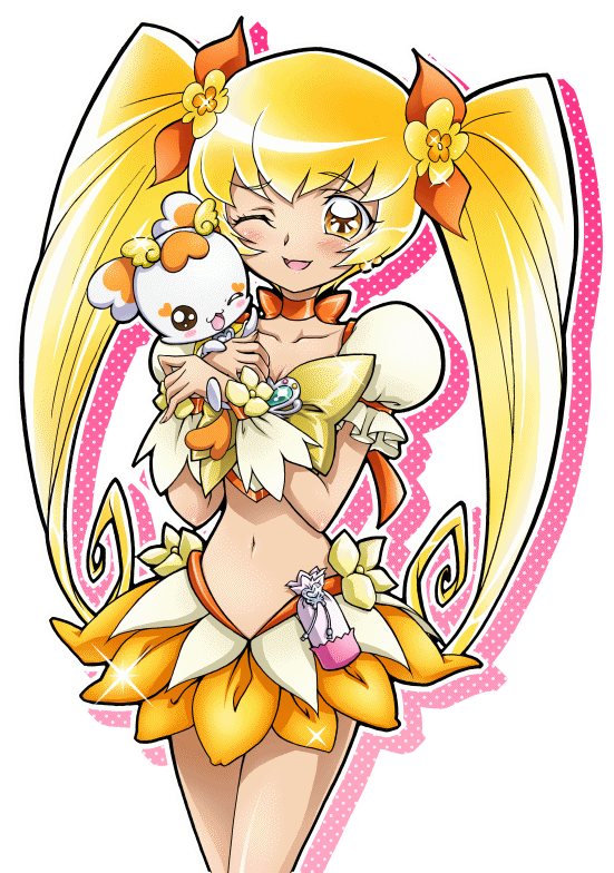 cure_sunshine, dress, futari_wa_precure, heartcatch_precure!, magical_girl, myoudouin_itsuki, official_style, potpourri_(heartcatch_precure!)