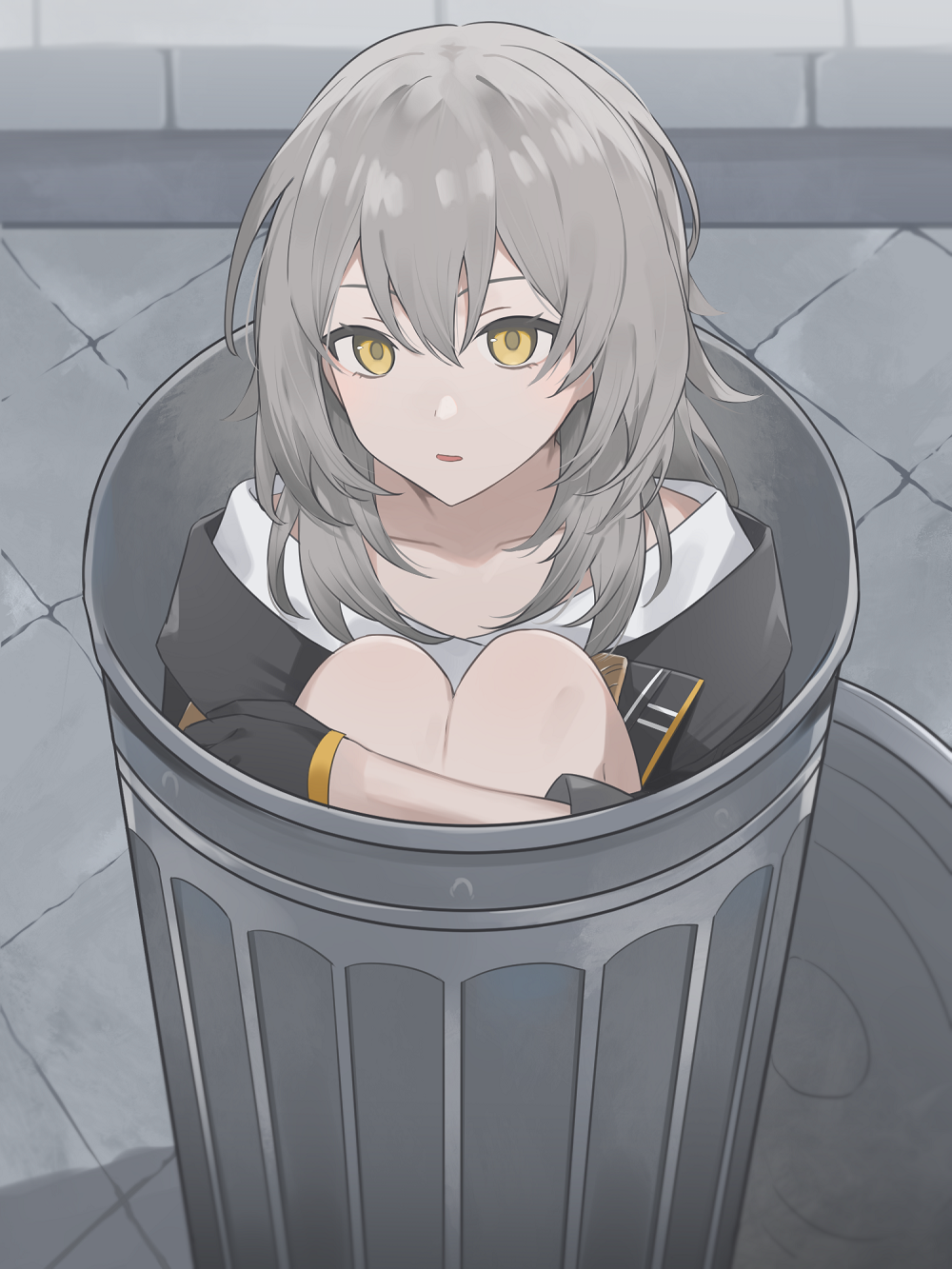 1girl, black_gloves, black_jacket, gloves, grey_hair, hair_between_eyes, highres, honkai:_star_rail