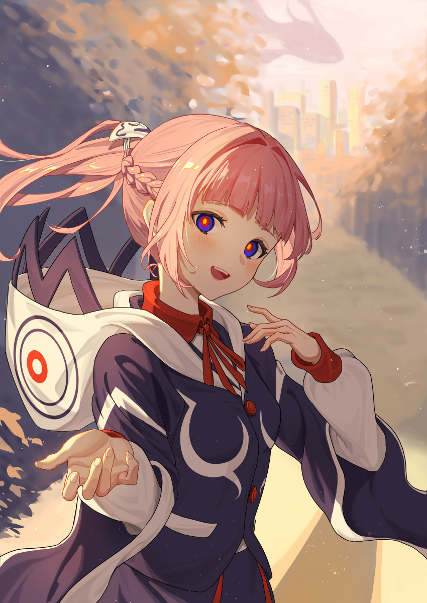 1girl, absurdres, binnn_ze, blue_eyes, blush, braid, fish, flying_fish