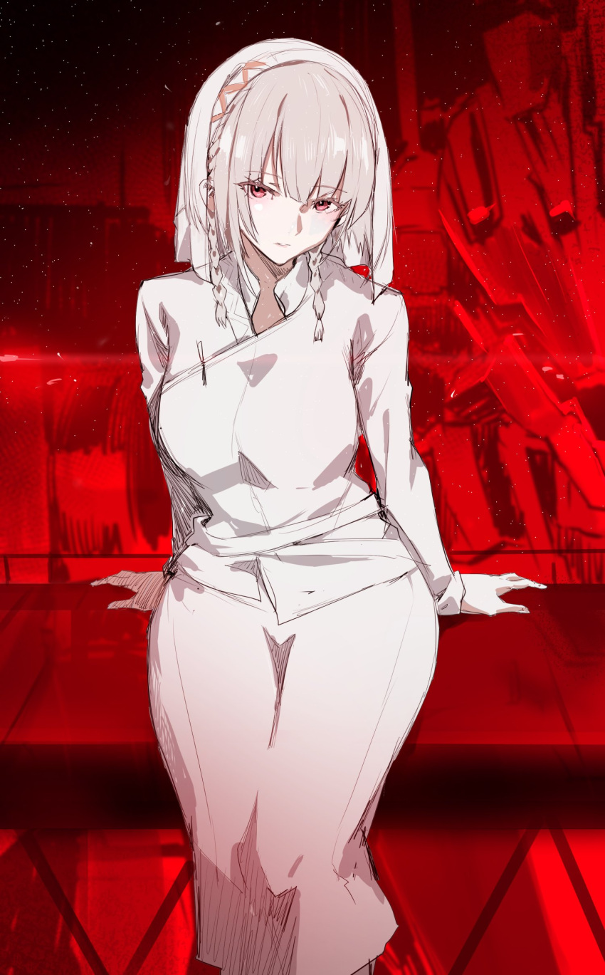 1girl, absurdres, armored_core, armored_core_6, ayre_(armored_core_6), braid, breasts, expressionless