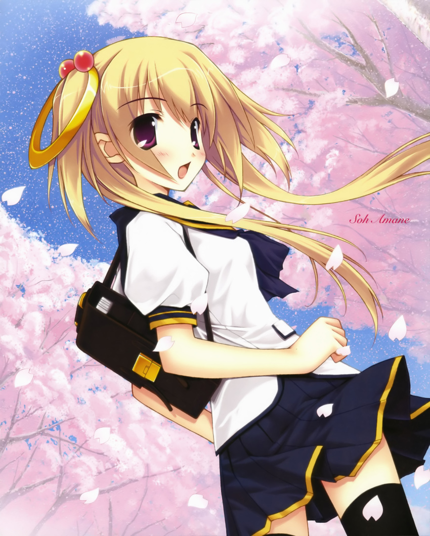 amane_sou, cherry_blossoms, elle_prier, highres, kadoma_konomi, original, school_uniform, solo