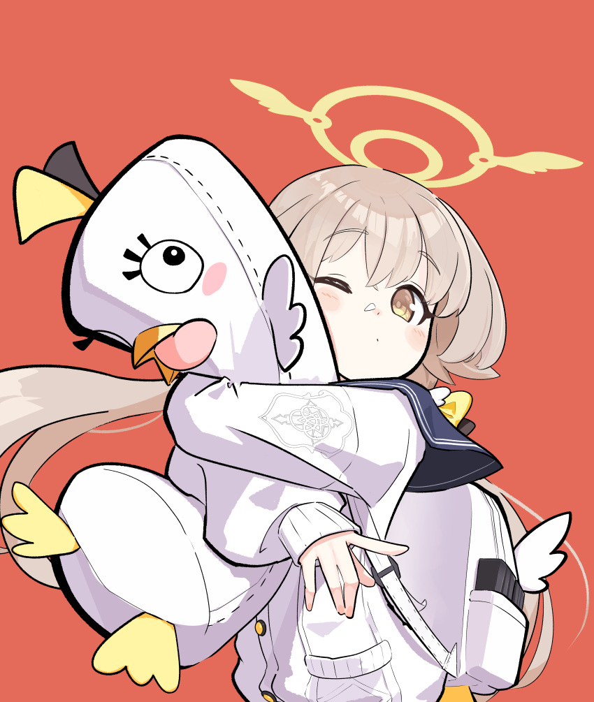 1girl, absurdres, blue_archive, blue_sailor_collar, blush_stickers, closed_mouth, commentary_request, domado
