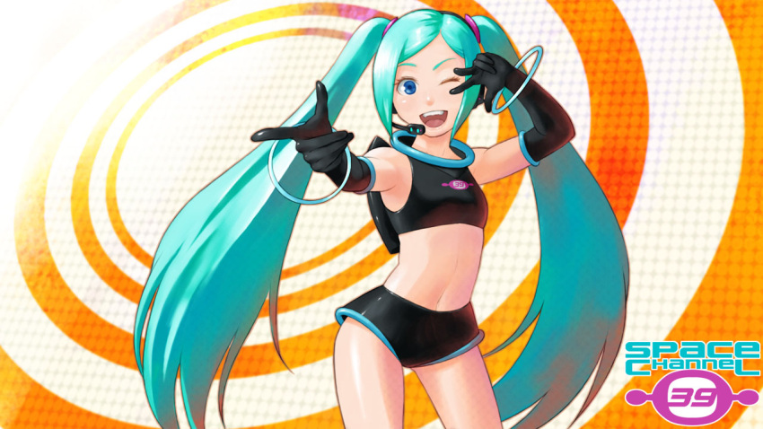 1girl, 39, aqua_eyes, aqua_hair, cosplay, crossover, elbow_gloves, gahon