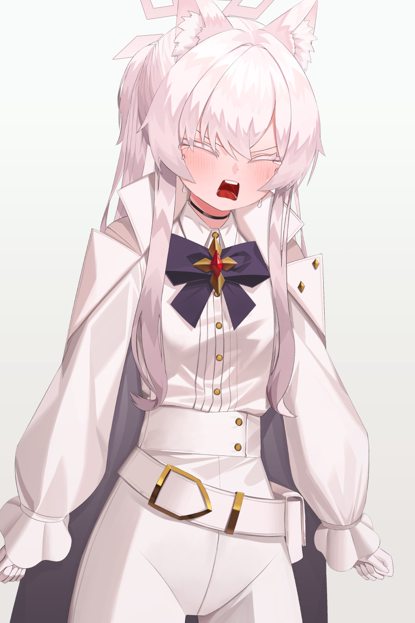 1girl, :o, ^_^, absurdres, akira_(blue_archive), animal_ear_fluff, animal_ears, black_choker
