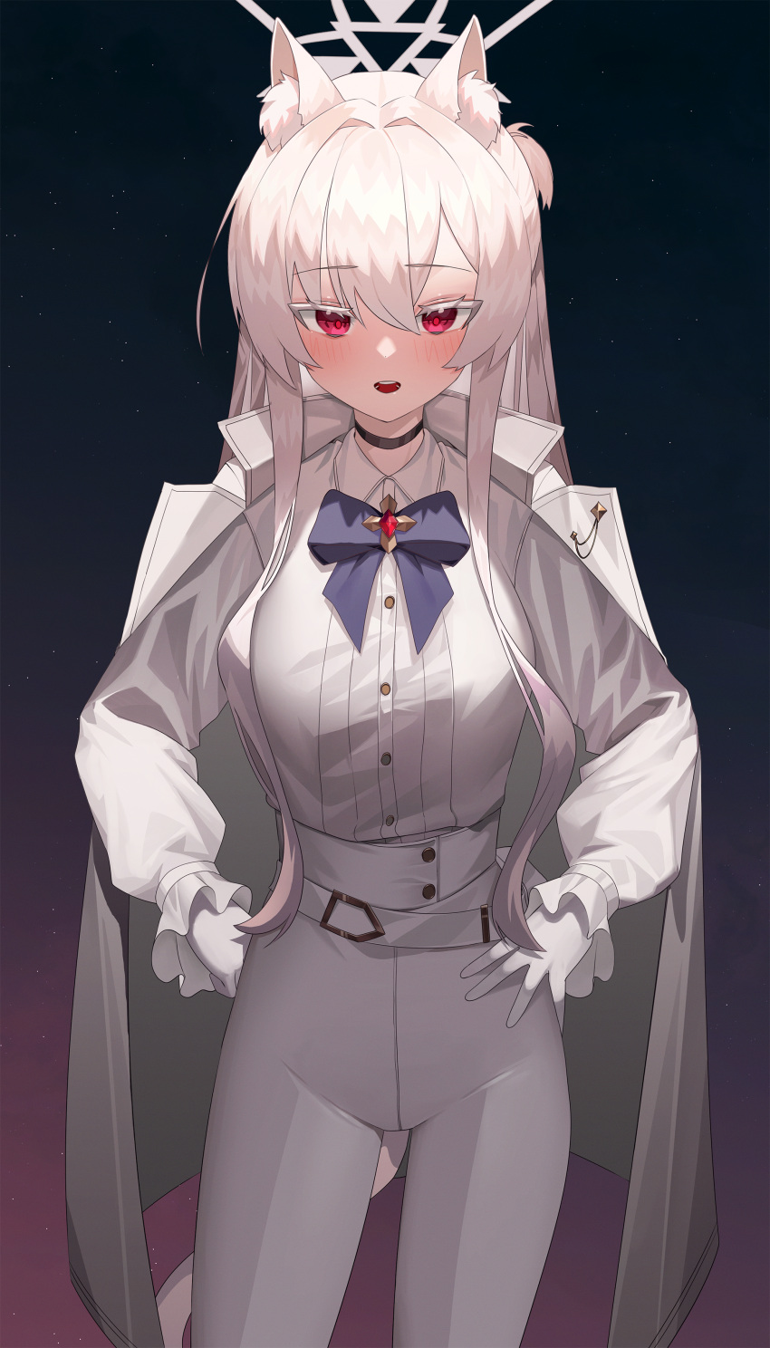 1girl, :o, absurdres, akira_(blue_archive), animal_ear_fluff, animal_ears, belt, black_choker