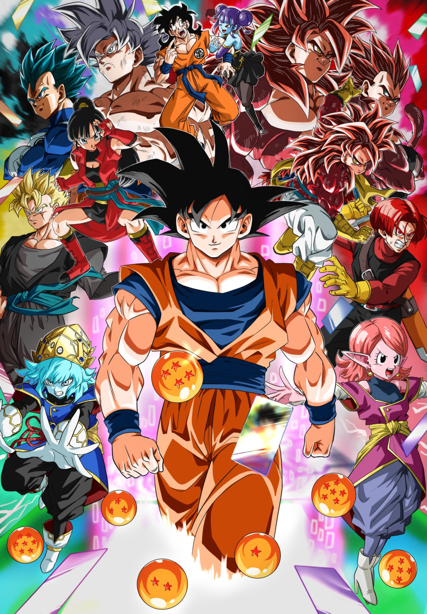 aeos_(dragon_ball), aura, beat_(dragon_ball), biceps, black_hair, blonde_hair, blue_eyes, blue_sash