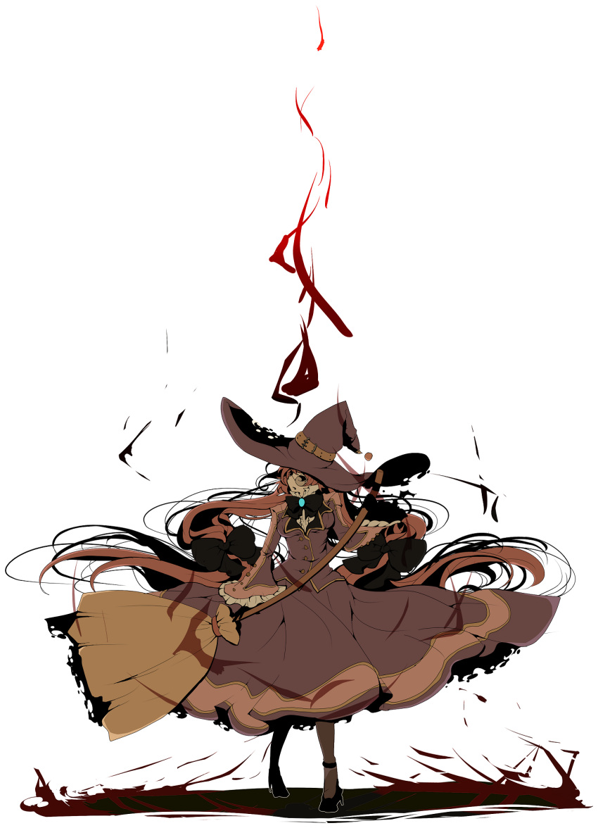 broom, fumiko_odette_vanstein, glasses, hat, high_heels, highres, hiiragino, large_bow