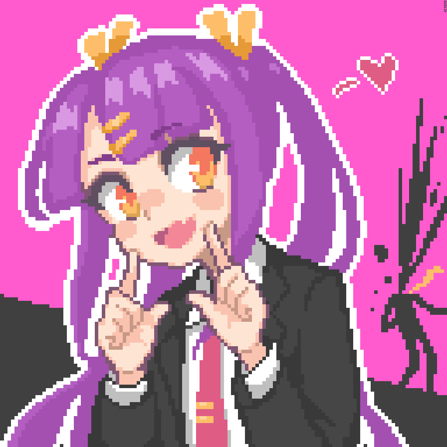 1girl, black_suit, blush, blythe_(hcnone), fang, hair_ornament, hairclip, hcnone