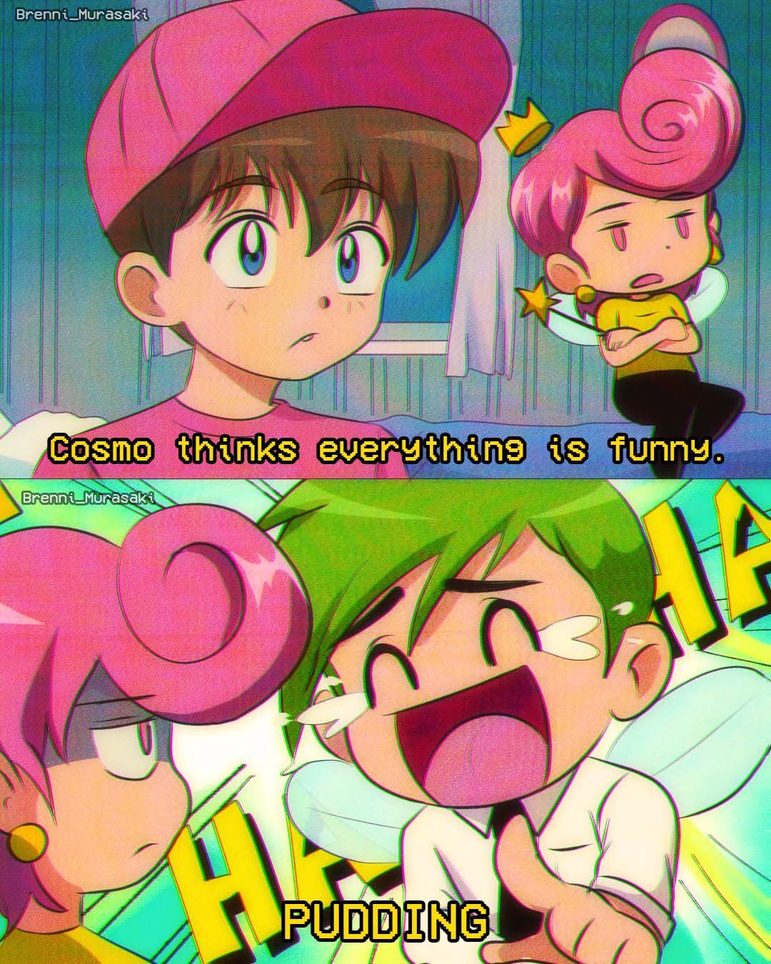 1990s_(style), 1girl, 2boys, black_necktie, brenni_murasaki, brown_hair, clip_studio_paint_(medium), cosmo