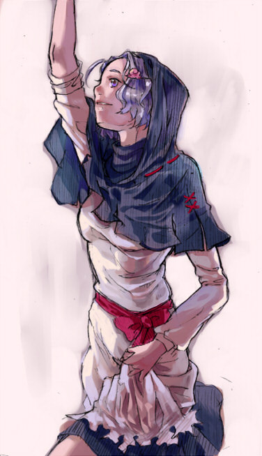 kumoi_ichirin, lavender_eyes, lavender_hair, short_hair, touhou, zeni