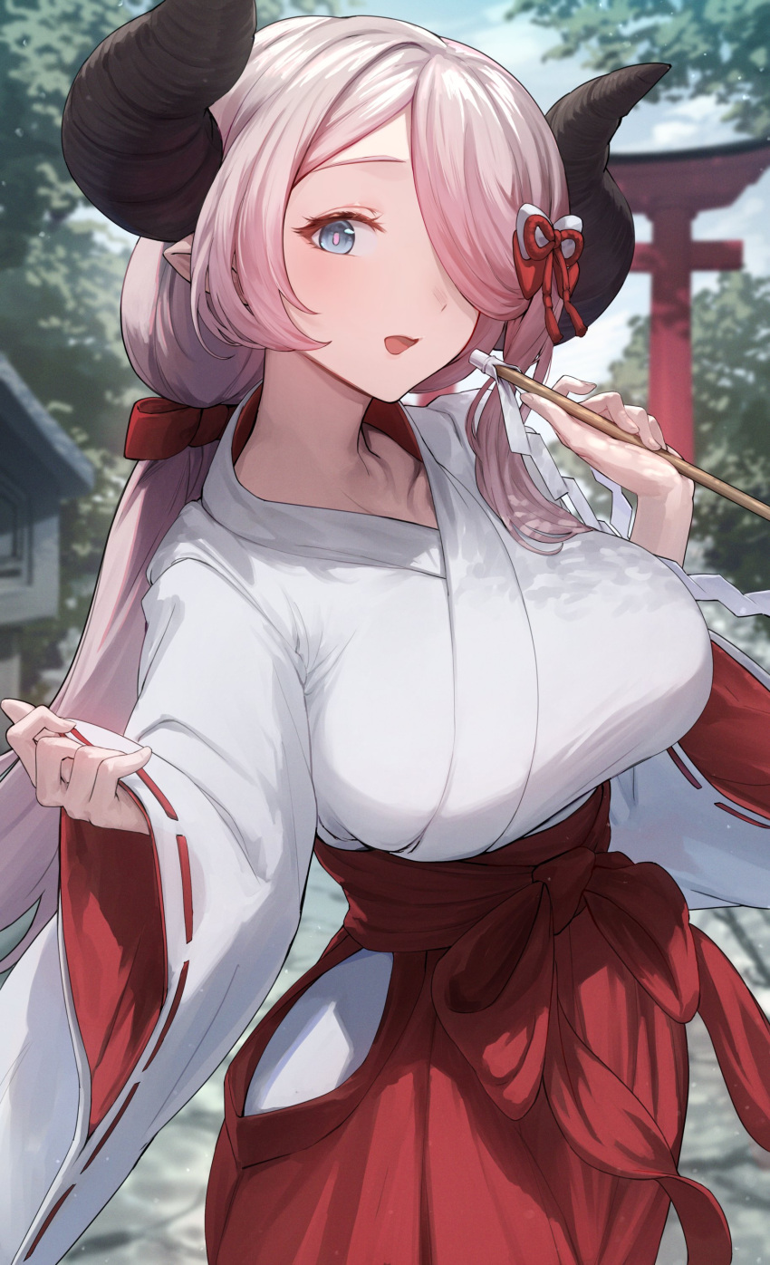 1girl, absurdres, blacktail_hihi, blue_eyes, blush, breasts, collarbone, draph