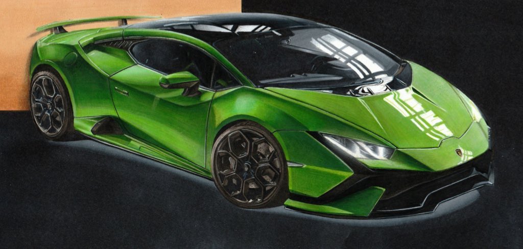 black_background, car, glowing, lamborghini, lamborghini_huracan, lamborghini_huracan_tecnica, motor_vehicle, no_humans