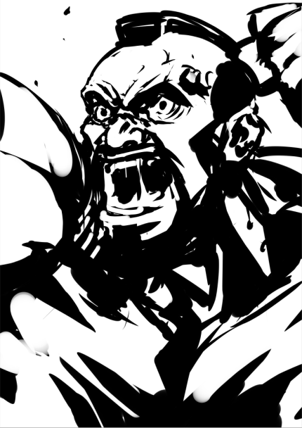 1boy, angry, clenched_hand, greyscale, juaag_acgy, looking_afar, male_focus, mohawk