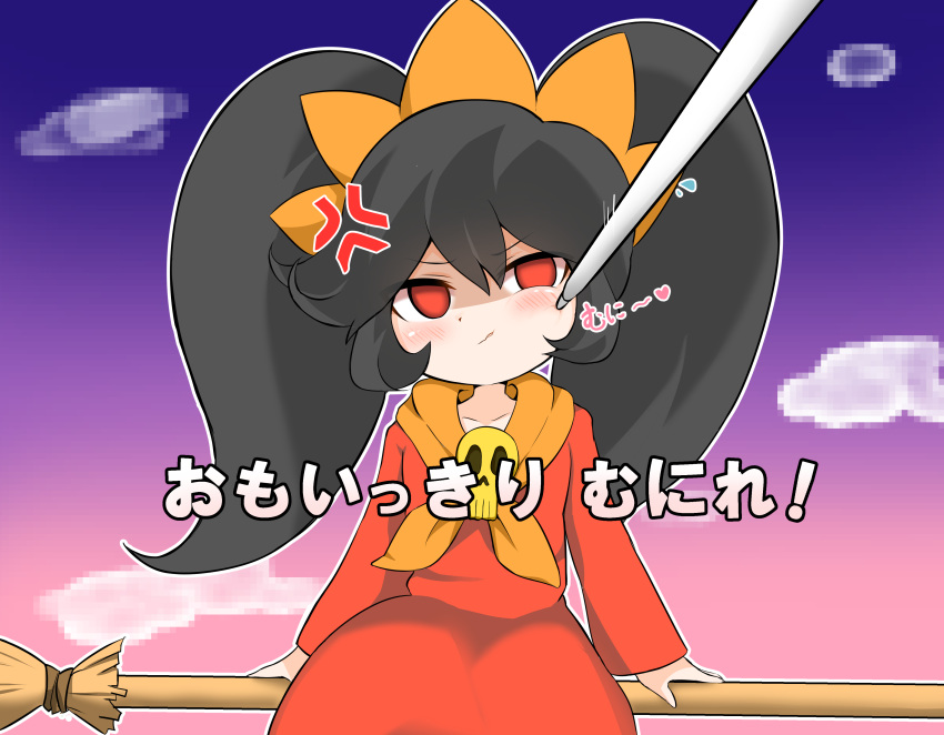 1girl, absurdres, anger_vein, angry, ashley_(warioware), big_hair, black_hair, brooch