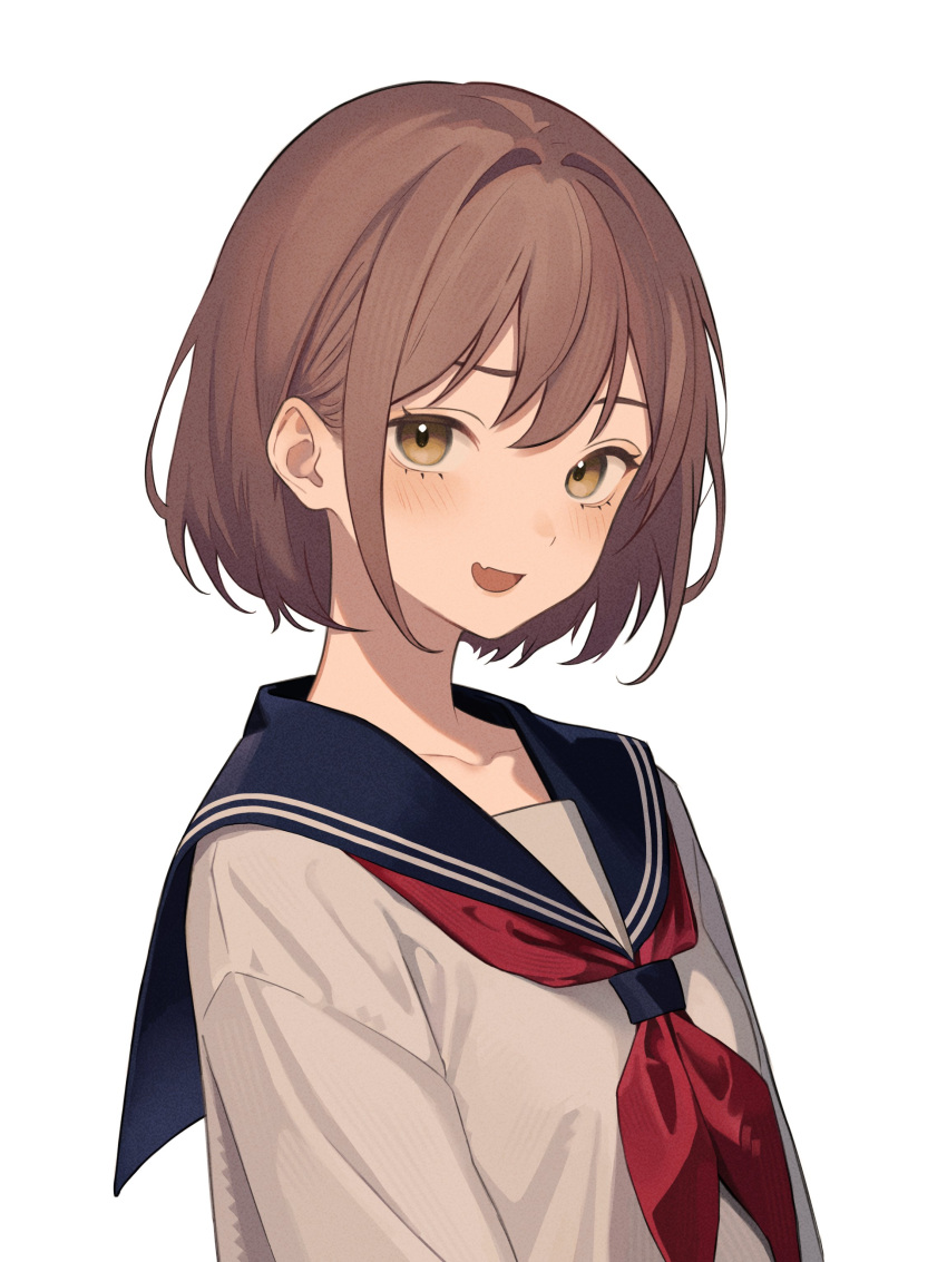 1girl, absurdres, asada_asahi, brown_eyes, brown_hair, highres, looking_at_viewer, neckerchief