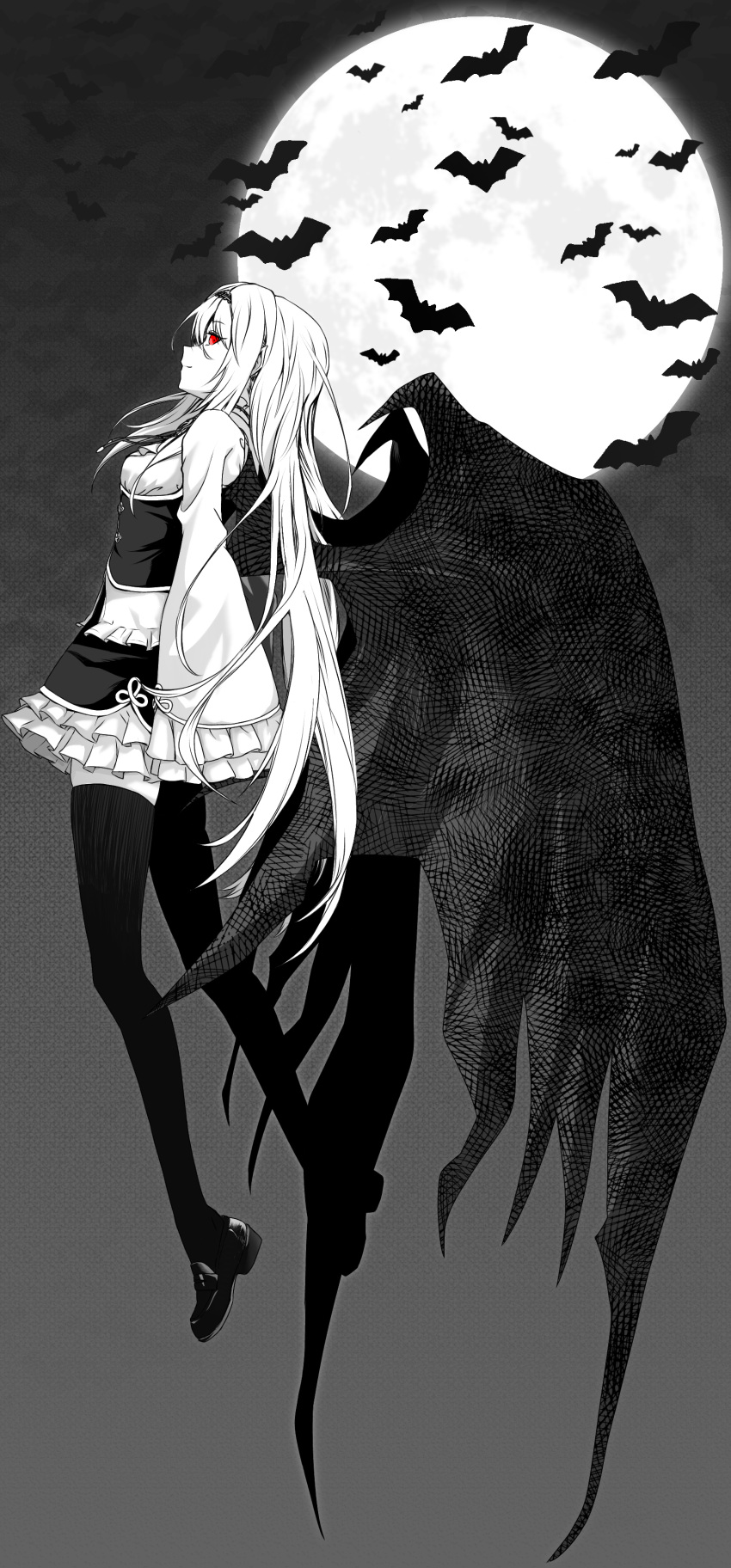 1girl, absurdres, bat_(animal), bat_girl, bat_wings, blonde_hair, blouse, flying