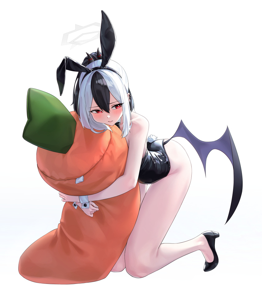 1girl, absurdres, alternate_costume, animal_ears, bare_legs, black_hair, blue_archive, bow