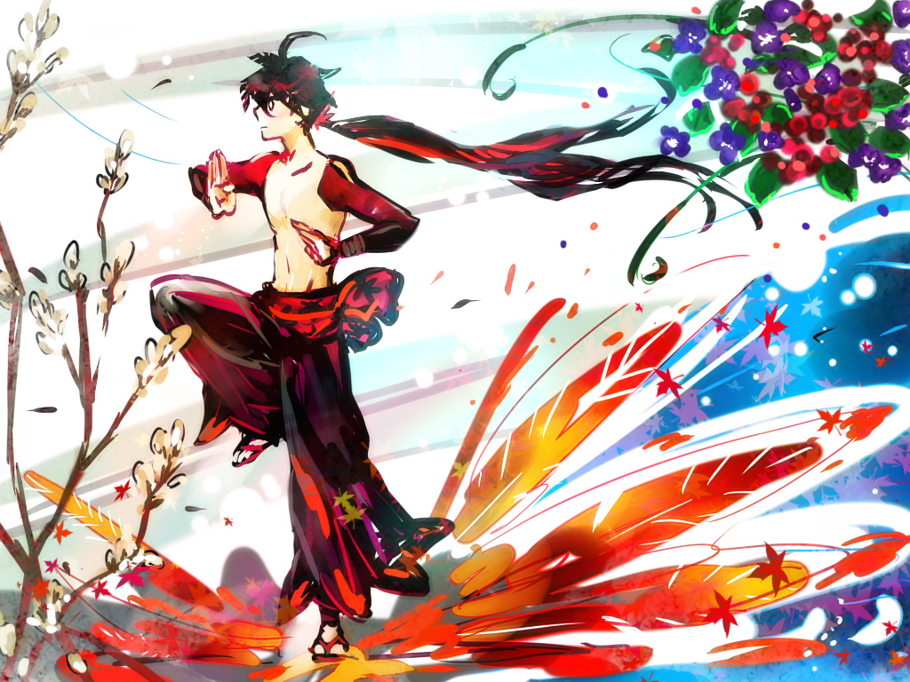 japanese_clothes, katanagatari, long_hair, male, ponytail, solo, taira_momen, yasuri_shichika