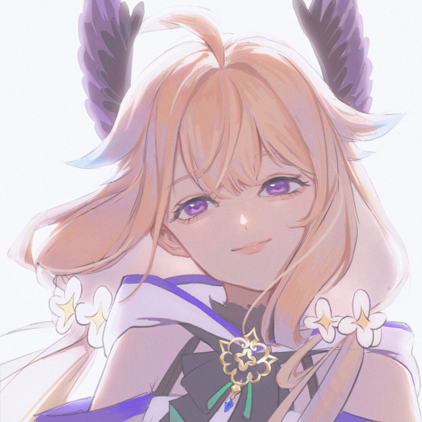 1girl, aboutnatsu, ahoge, blonde_hair, blue_hair, enna_alouette, enna_alouette_(1st_costume), flower