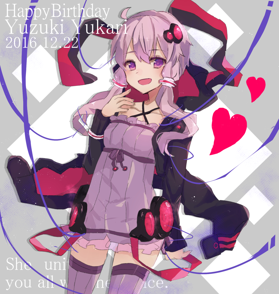 1girl, ahoge, black_jacket, commentary, criss-cross_halter, dated, dress, halter_dress