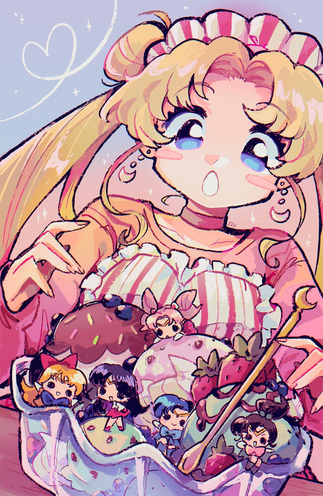 6+girls, aino_minako, bishoujo_senshi_sailor_moon, blonde_hair, blue_bow, blue_eyes, blue_hair, blush