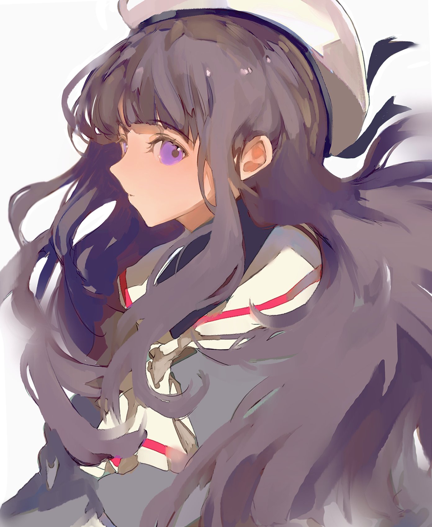 1girl, cardcaptor_sakura, child, daidouji_tomoyo, hat, highres, long_hair, purple_hair