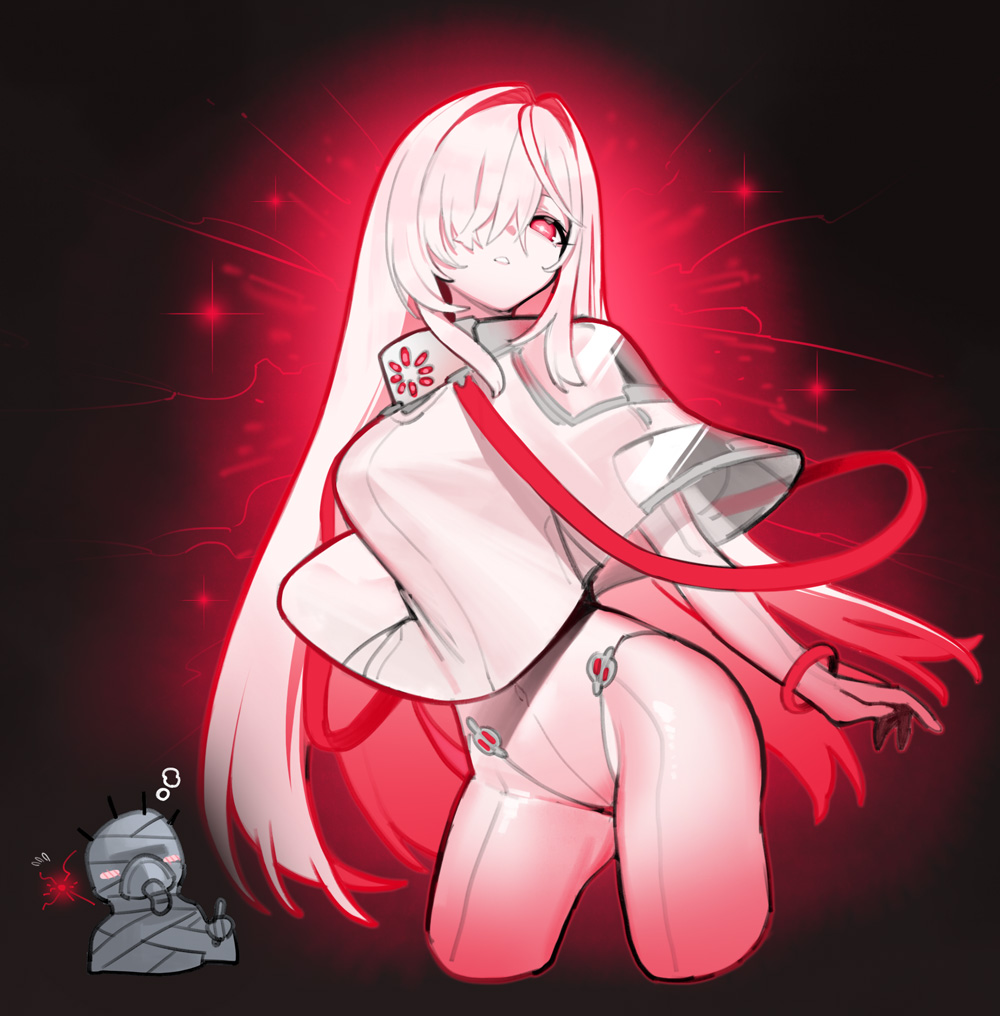 1girl, 1other, 621_(armored_core_6), armored_core, armored_core_6, ayre_(armored_core_6), bandaged_head, bandages