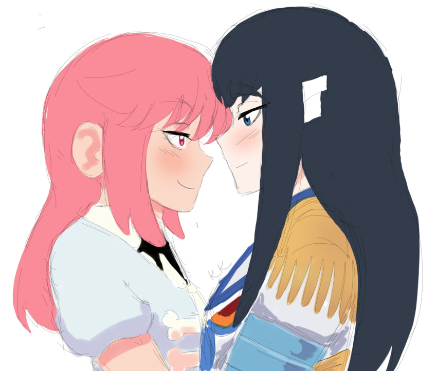 black_hair, blue_eyes, blush, highres, jakuzure_nonon, junketsu, karinakamichi, kill_la_kill