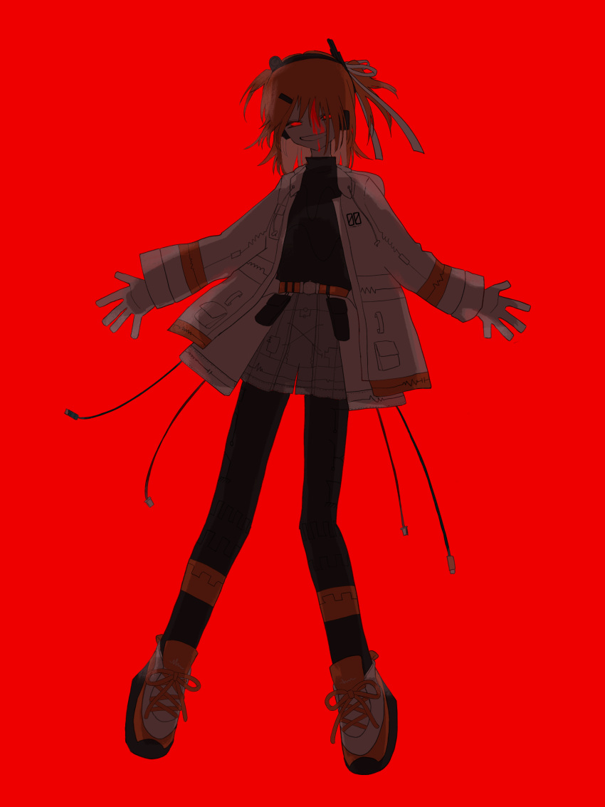 1girl, a.i._voice, absurdres, adachi_rei, backlighting, belt, belt_pouch, black_leggings