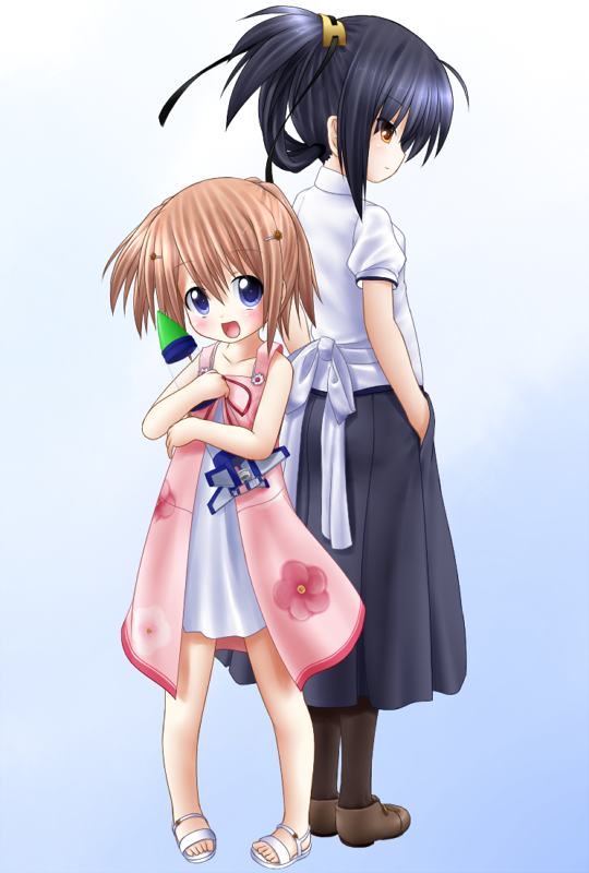 arizuki_shiina, black_hair, blue_eyes, brown_eyes, brown_hair, himuro_yuuki, kud_wafter, little_busters!!