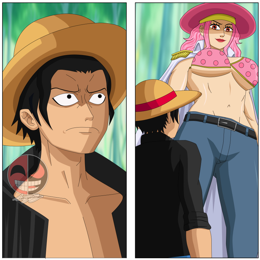 1boy, 1girl, absurdres, aged_down, black_eyes, black_hair, black_shirt, charlotte_linlin