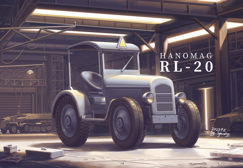 absurdres, artist_name, ceiling_light, dated, highres, indoors, military, military_vehicle