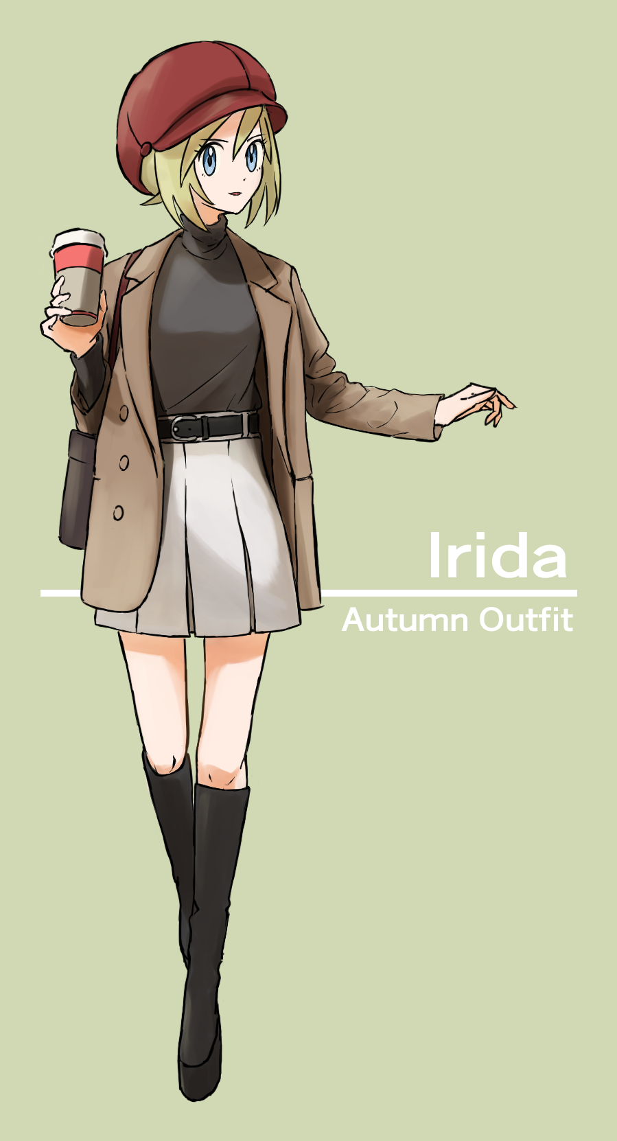 1girl, alternate_costume, black_footwear, blonde_hair, blue_eyes, boots, brown_jacket, buttons
