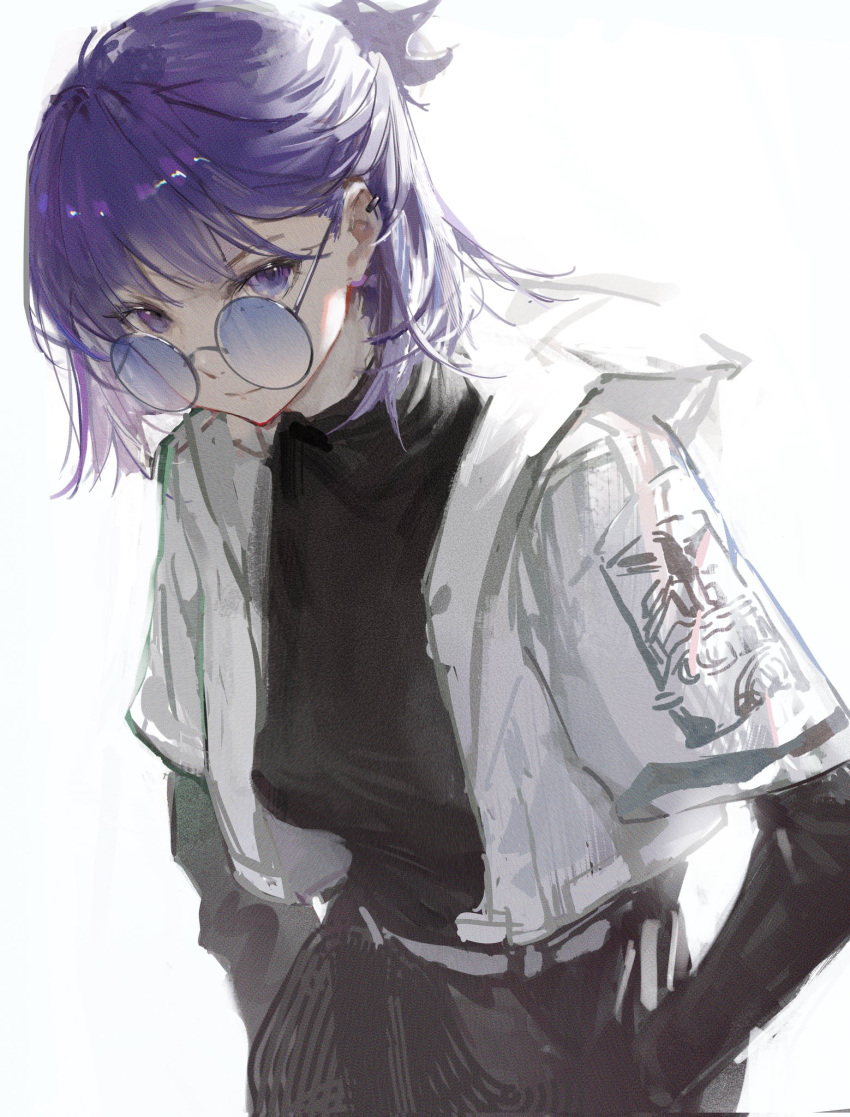 1girl, andreana_(arknights), andreana_(silent_arrow)_(arknights), arknights, belt, black_pants, black_shirt, commentary