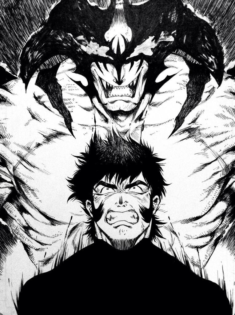 1boy, angry, clenched_teeth, collarbone, demon, devilman, devilman_(character), fudou_akira