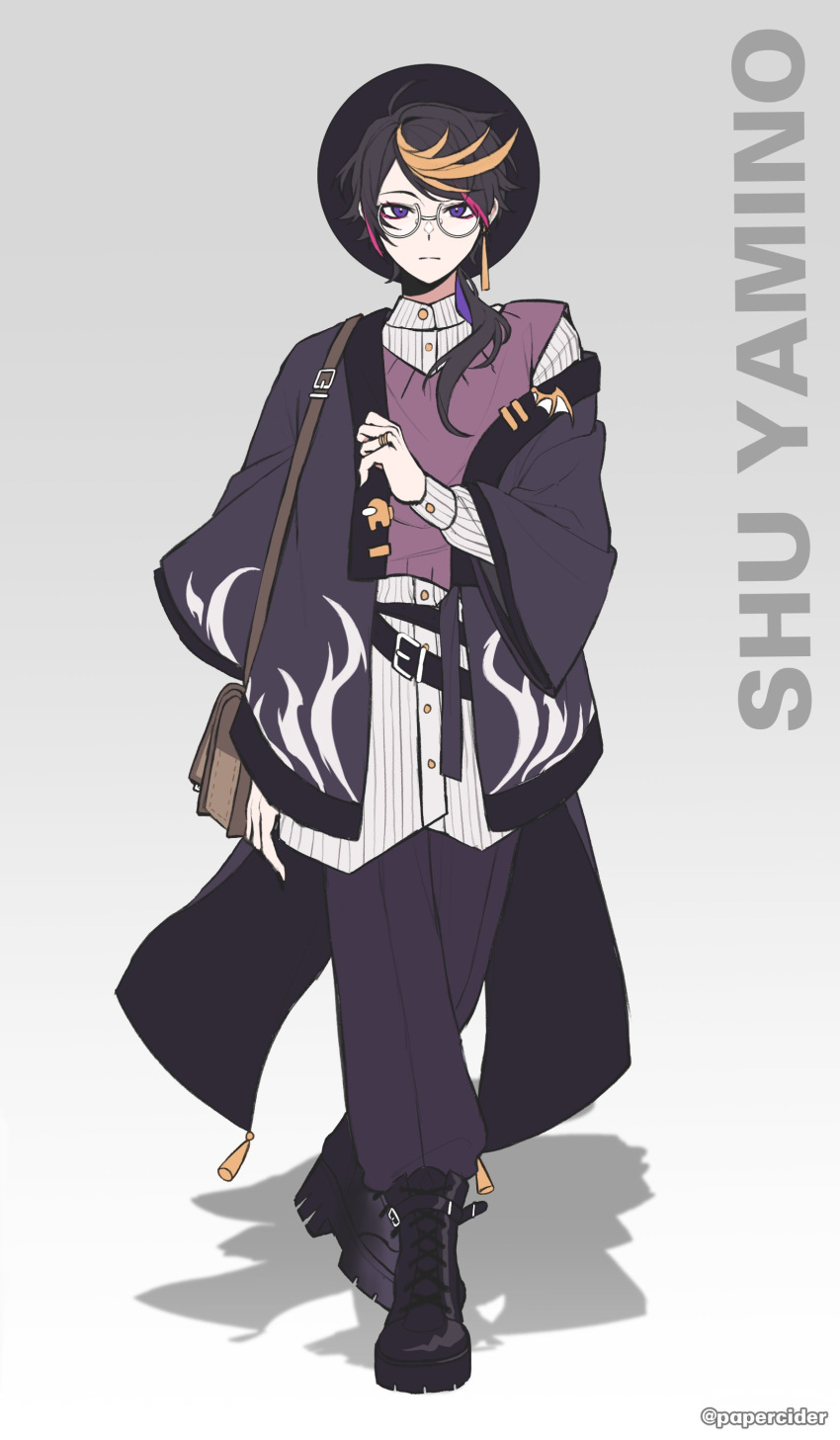 1boy, absurdres, alternate_costume, black_hair, black_headwear, blonde_hair, commentary, dress_shirt