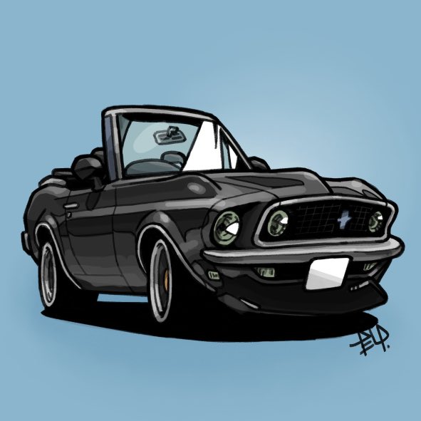 blue_background, car, chibi, convertible, ford, ford_mustang, motor_vehicle, muscle_car