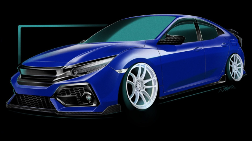 black_background, blue_car, car, highres, honda, honda_civic, island_(isiand_), motor_vehicle