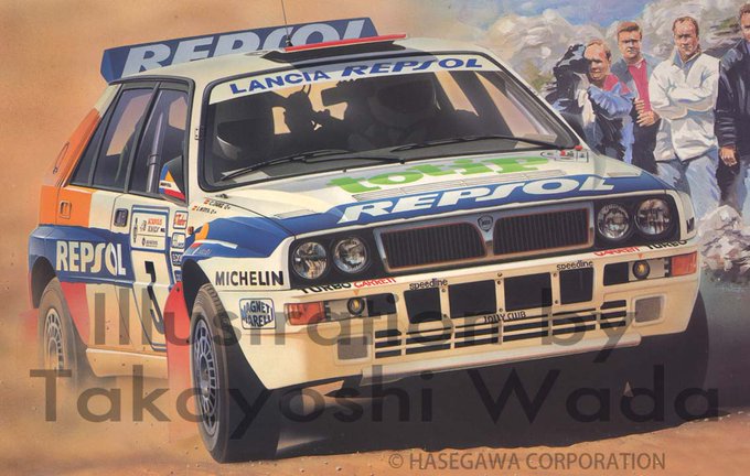 5boys, blue_jacket, box_art, car, carlos_sainz_sr., crossed_arms, dust, hasegawa_(hobby_kits)