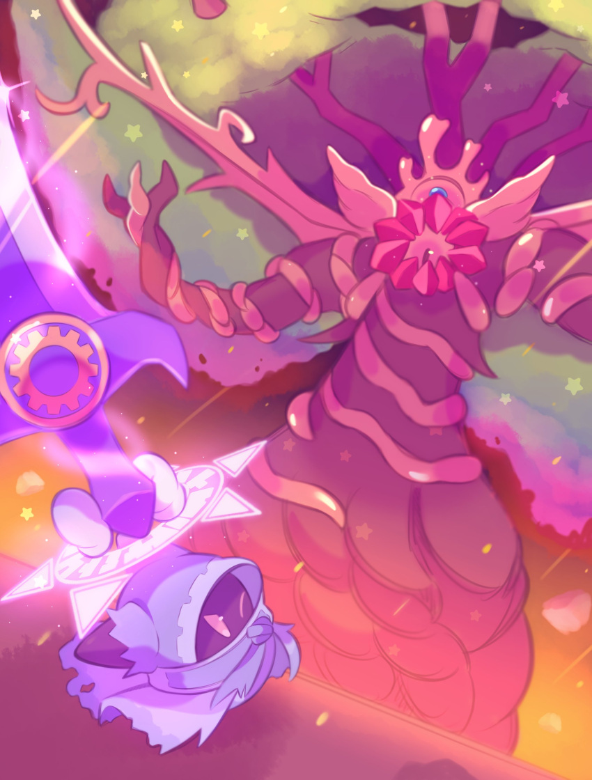absurdres, embers, fafameow, highres, holding, holding_sword, holding_weapon, huge_weapon