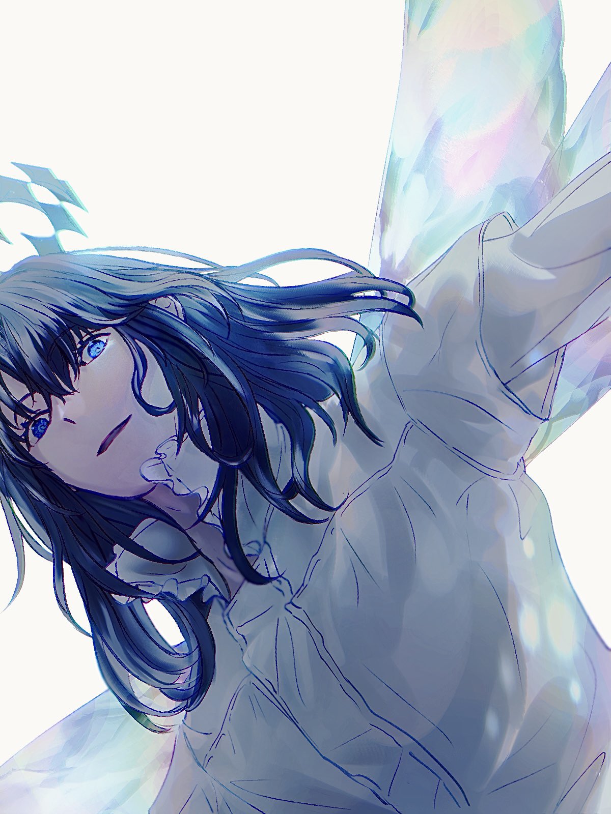 1boy, black_hair, blue_eyes, dragonfly_wings, dress_shirt, eyelashes, fate/grand_order, fate_(series)