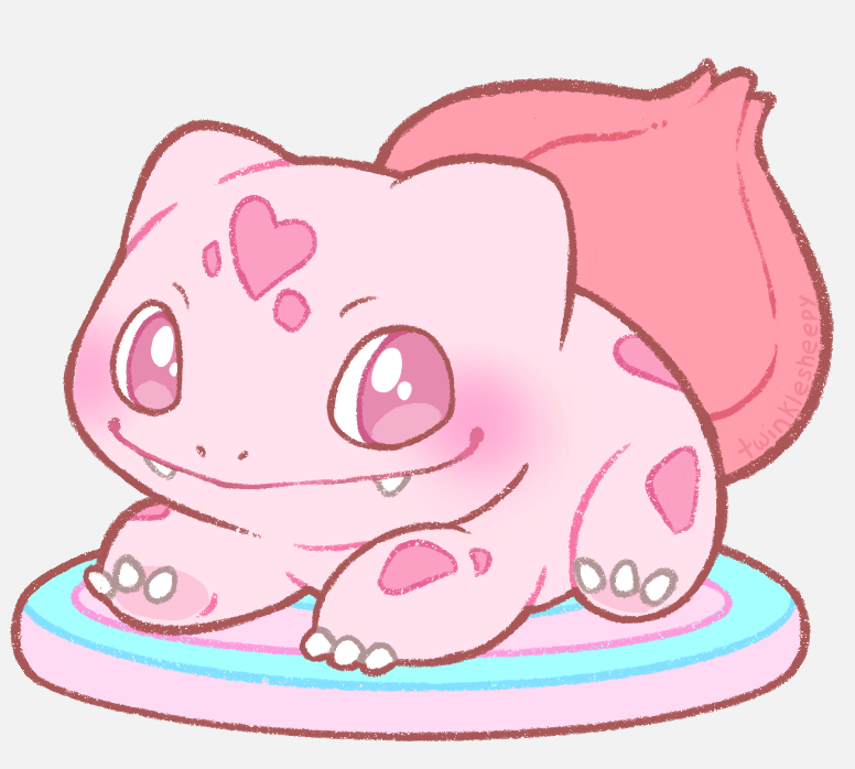 alternate_color, animal_focus, bulbasaur, claws, closed_mouth, english_commentary, fangs, grey_background