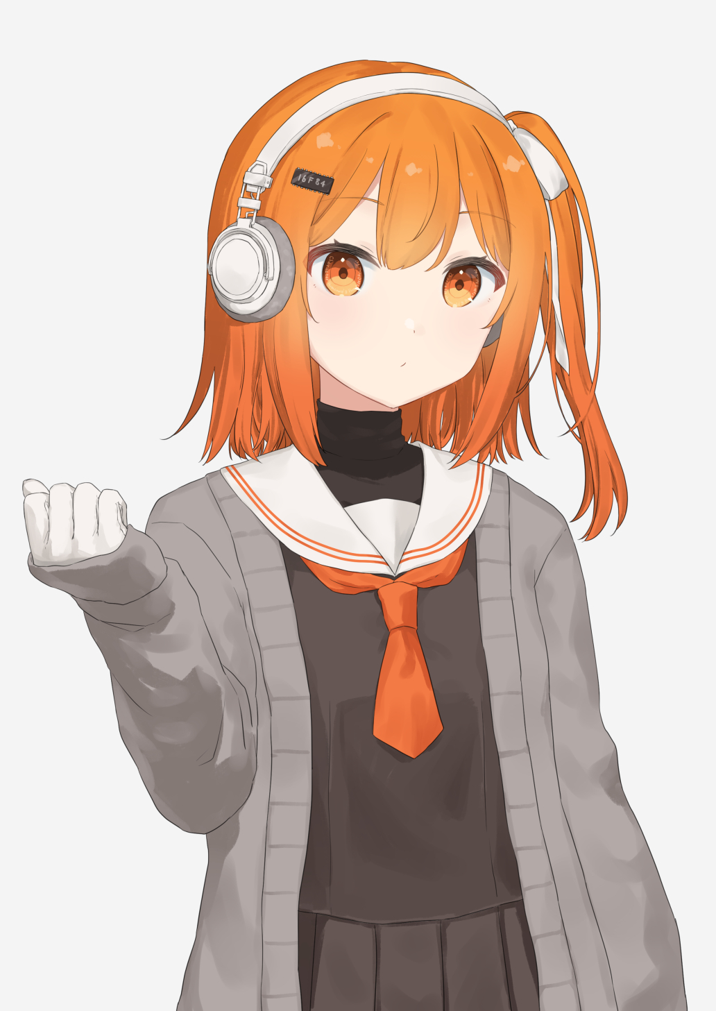 1girl, a.i._voice, adachi_rei, adapted_costume, black_undershirt, brown_serafuku, cardigan, clenched_hand