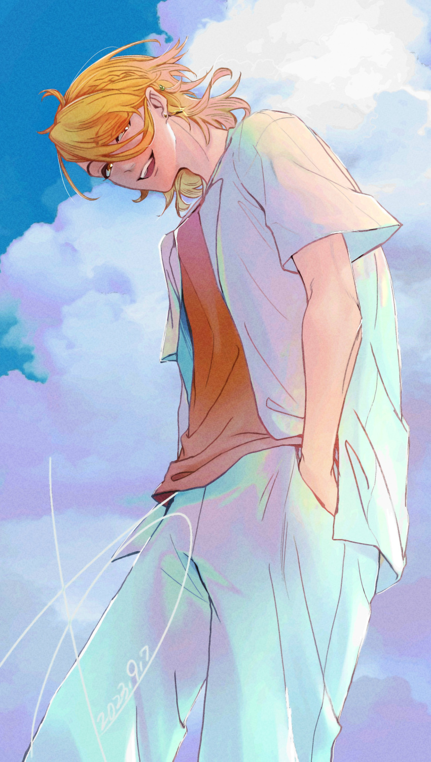 1boy, absurdres, blue_sky, clouds, cloudy_sky, fire_emblem, fire_emblem_engage, hair_between_eyes